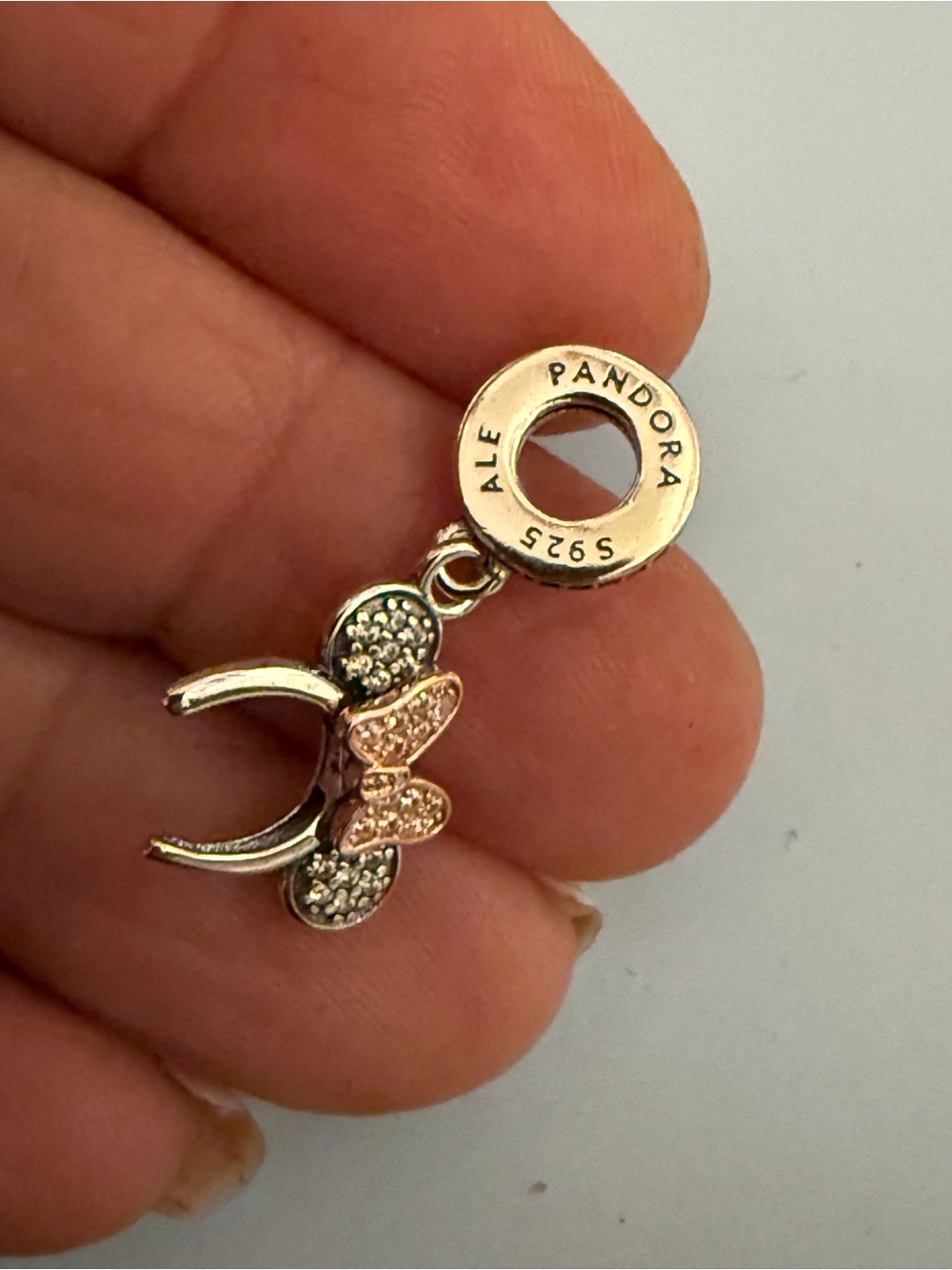 Pandora Sterling Silver Minnie Mouse Dangle Charm with Rose Accents